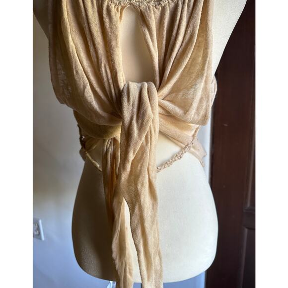 RISTO BIMBILOSKI | Boho Cream Cotton Crochet Tie Back  Bohemian Festival | Small - Picture 3 of 7